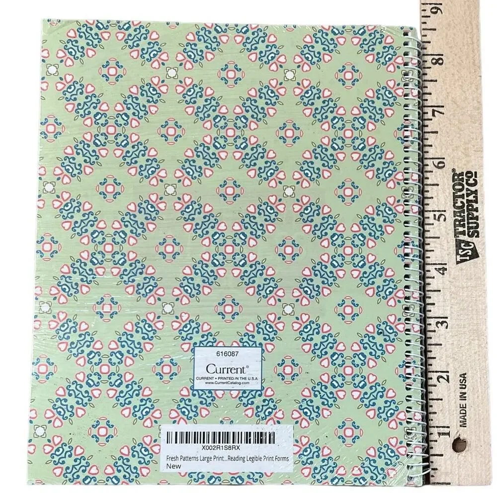 NEW Current Address Book Large‎ Print Green Blue Floral Spiral Bound Organizer